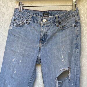 100% Cotton J. Crew Distressed Boyfriend Jeans Size 2 Light Wash Low Rise